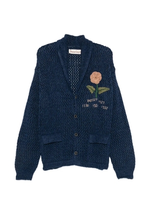 Baziszt Bel floral-appliqué open-knit cardigan - Blue