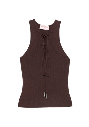 Iceberg lace-up ribbed-knit tank top - Brown
