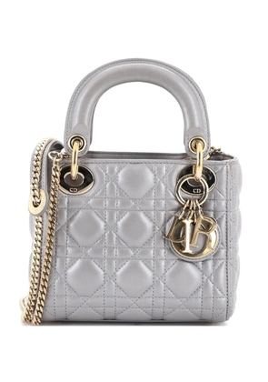 Christian Dior Pre-Owned Lady Dior Chain Bag Cannage Quilt Lambskin Mini satchel - Grey