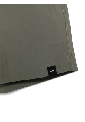 ASPESI drawstring-waist logo-patch swim shorts - Green