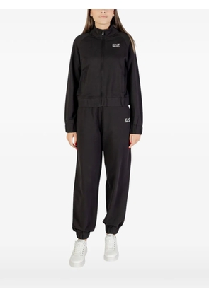 Ea7 Emporio Armani logo-detail zip-up cotton tracksuit - Black