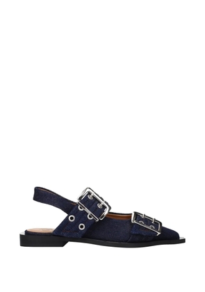 GANNI buckle-detail eyelet sandals - Blue