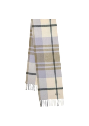 Mulberry check-pattern fringed-details merino wool scarf - Neutrals