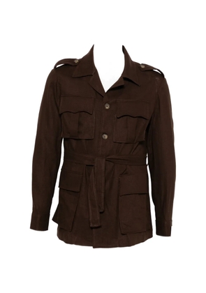 officina sartoriale Zanzibar belted flap-pocket jacket - Brown