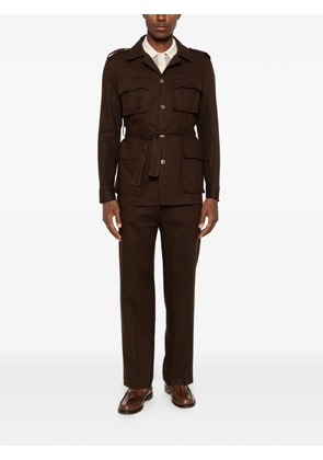 officina sartoriale Zanzibar belted flap-pocket jacket - Brown