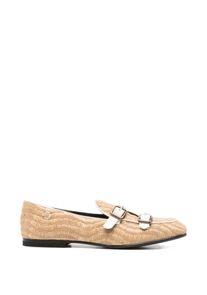 COLLECTION PRIVEE? woven double-buckle loafers - Neutrals