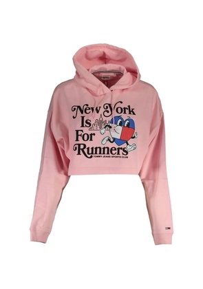 Tommy Hilfiger graphic-print cropped hoodie - Pink