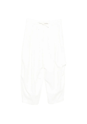 SONGZIO cloque-effect drop-crotch trousers - White