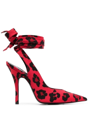 The Attico leopard-print pointed-toe pumps - Red