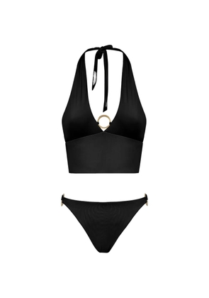 Taller Marmo Crocodile ring-detail bikini - Black