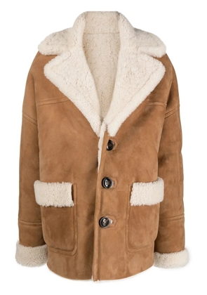 DSQUARED2 plain padded leather coat - Brown