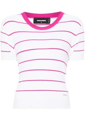 DSQUARED2 striped ribbed top - White