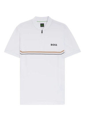 BOSS half-zip striped polo shirt - White