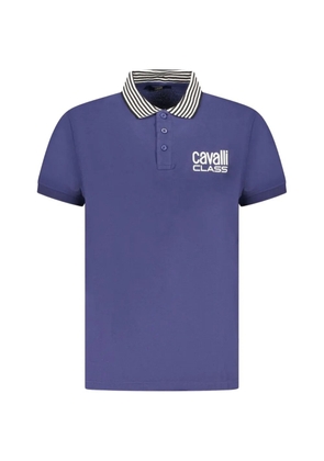 Cavalli Class striped-collar polo shirt - Purple