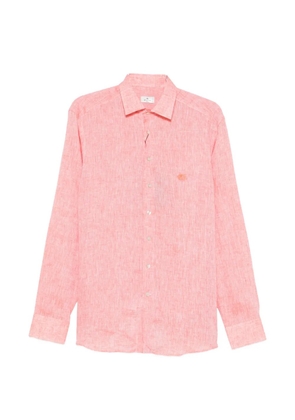 ETRO Pegaso-embroidered slub-texture shirt - Orange