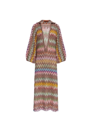Missoni zigzag-knit metallic maxi dress - Brown