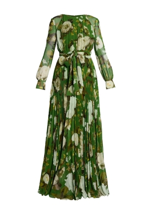 ERDEM floral-print pleated gown - Green