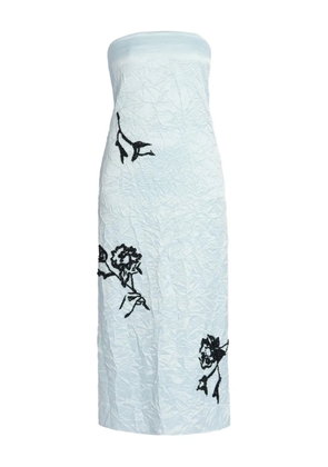 ERDEM beaded-floral strapless midi dress - Blue