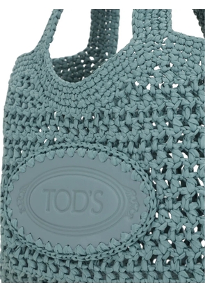 Tod's crochet-knit logo-patch tote bag - Blue