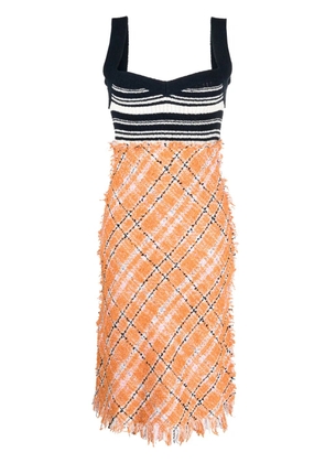 Marni tweed-skirt knitted dress - Orange