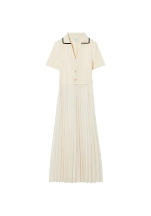 Claudie Pierlot pleated ribbed-knit midi dress - Neutrals