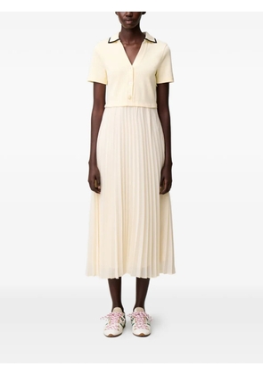 Claudie Pierlot pleated ribbed-knit midi dress - Neutrals