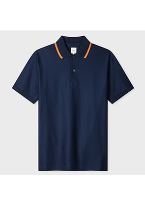 Paul Smith Navy Textured-Cotton Polo Shirt Blue