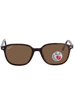 Ray Ban Leonard Polarized Brown Square Unisex Sunglasses RB2193 902/57 53