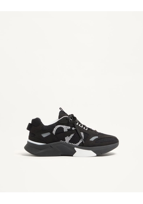 Valentino Garavani Demivee trainer in mesh fabric with suede inserts Man BLACK/GREY 39