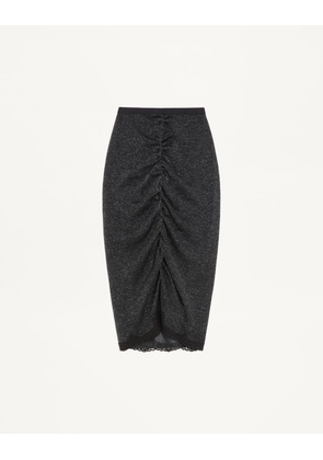 Valentino Lurex Knit Skirt Woman BLACK/SILVER L