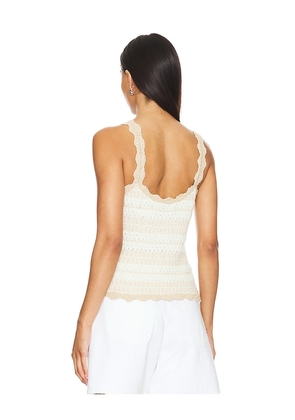Autumn Cashmere Textured Scalloped Tank in Tan. Size M. Also in S, XL.