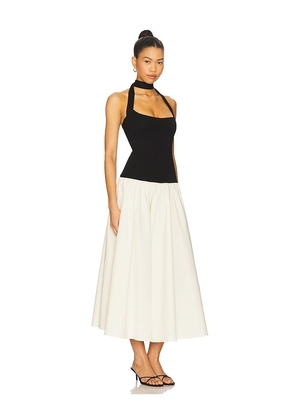 Camila Coelho Andrade Midi Dress in Black,White. Size M. Also in L, XL.