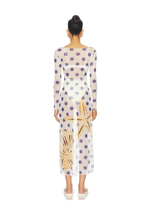 Cala de la Cruz Ursa Dress in White,Royal. Size XS. Also in L, XL.