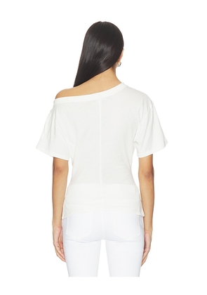 EB Denim Elena Off The Shoulder Tee in White. Size L. Also in XS, S, M.
