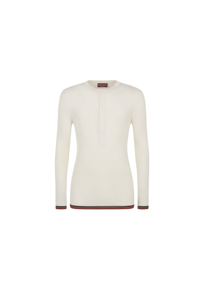 Gucci White Silk Long Sleeve T-Shirt - L