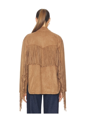 Free People x REVOLVE Fringe Out Faux Suede Shacket in Tan. Size S. Also in M.