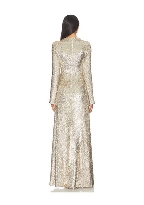 SIMKHAI Beatrice Long Sleeve Gown in Metallic Gold. Size 8. Also in 2, 6.