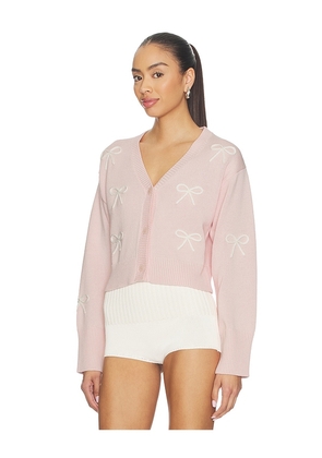 LoveShackFancy Francette Cardigan Top in Pink. Size XXS. Also in XS, S, M, L, XL.