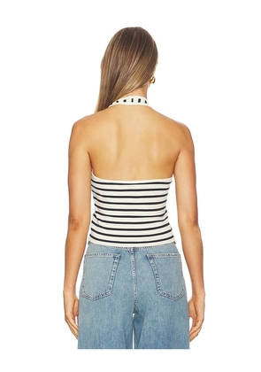 NILI LOTAN Britt Halter Top in Cream,Black. Size XS. Also in S, M, L.
