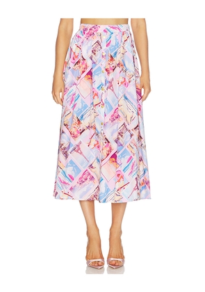 L'AGENCE Seina Midi Skirt in Pink. Size 00. Also in 0, 2, 4, 6, 8.