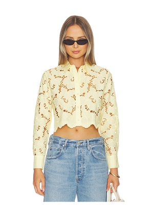 L'AGENCE Seychelle Cropped Button Down Top in Lemon. Size XXS. Also in XS, S, M, L.