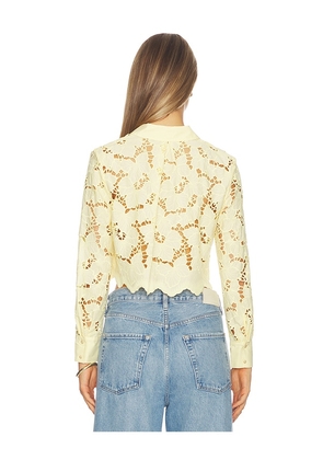 L'AGENCE Seychelle Cropped Button Down Top in Lemon. Size XXS. Also in XS, S, M, L.
