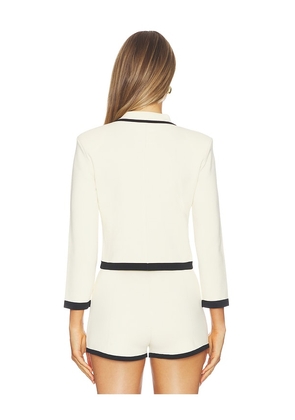 L'AGENCE Janu Trim Knit Jacket in White,Black. Size XS. Also in S, M, L.