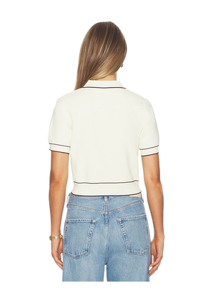 Malbon Jacqueline Polo Top in Cream,Brown. Size XS. Also in S, M, L.