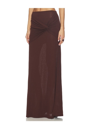 SNDYS Kalea Twist Maxi Skirt in Chocolate. Size S. Also in M, XS.