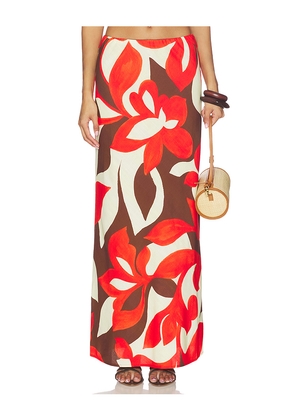 SEVEN WONDERS Billie Maxi Skirt in Amoree Chocolate in Red. Size S. Also in XS, M, L, XL.