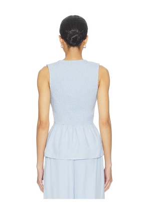 SEVEN WONDERS Fleur Shirred Tie in Front Top in Baby Blue. Size S. Also in XS, M, L, XL.