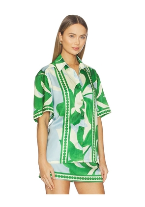 SEVEN WONDERS Alara Short Sleeve Shirt in Green, Baby Blue. Size S. Also in XS, M.