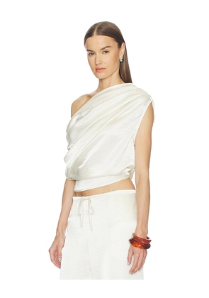 SNDYS Dove One Shoulder Top in Cream. Size XS. Also in XXS, S, M, L, XL, XXL.