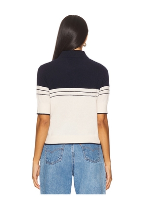 White & Warren Cashmere Polo Top in Cream,Navy. Size M. Also in L.